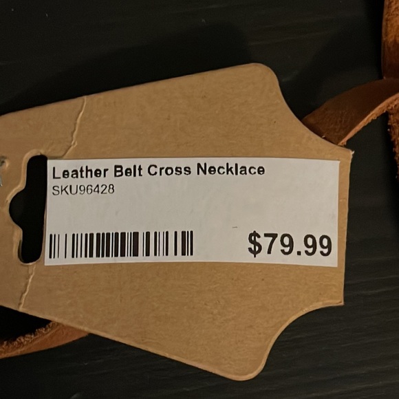 NWT Leather Belt Cross Statement Necklace - Picture 8 of 8